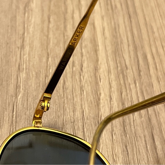 Gold frame greens lens sunglasses Warby Parker aviatorMERCER mint cond - Picture 4 of 7